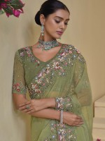 Light Green Pure Banarasi Tuscany Saree